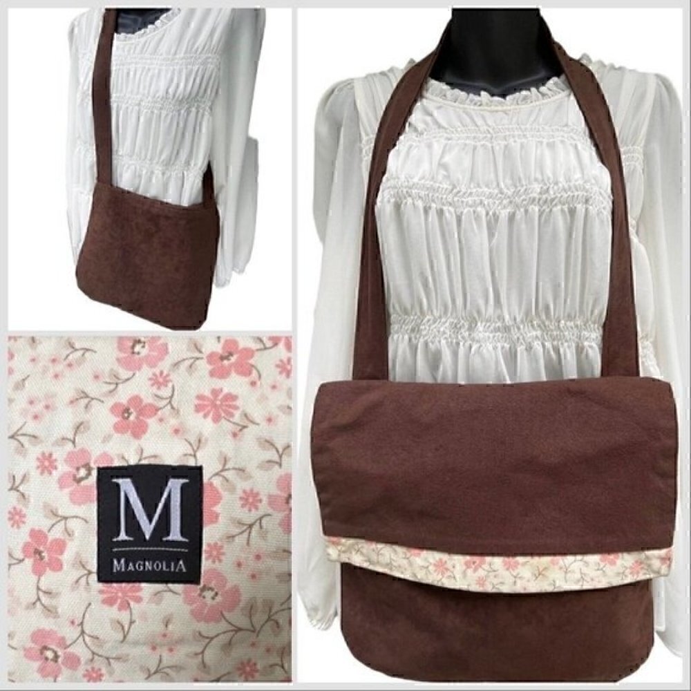 Magnolia Brown Crossbody Flap Over Shoulder Bag Pink Floral Women’s M CUTE BOHO